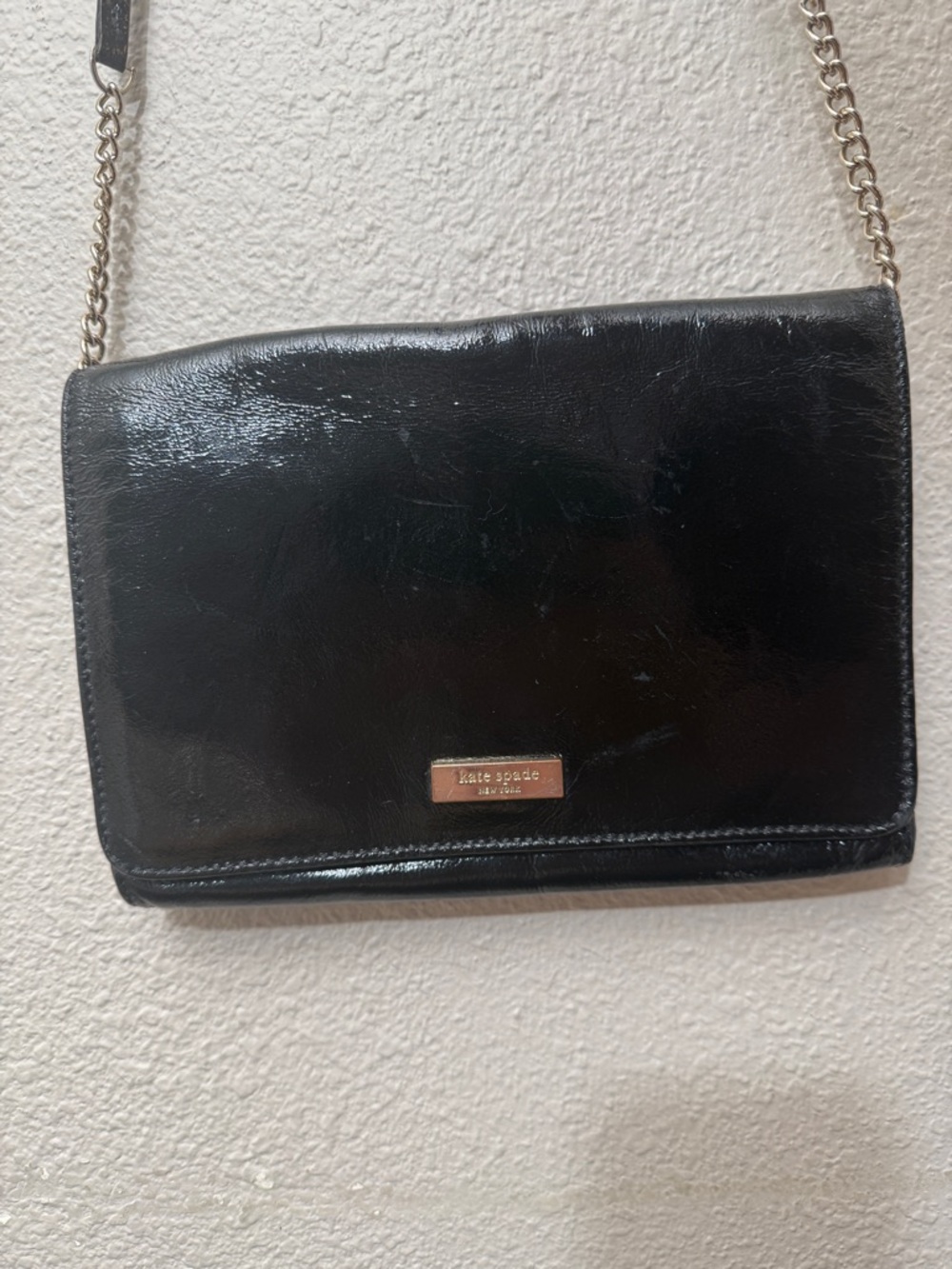 Kate Spade Black Leather Wristlet with Chain-REHAB - Picture 2 of 7